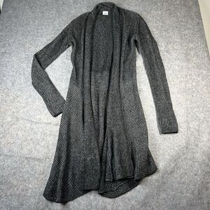 CABI Sweater Womens Small Marl Black Cotton Open Front Duster Knit Cardigan